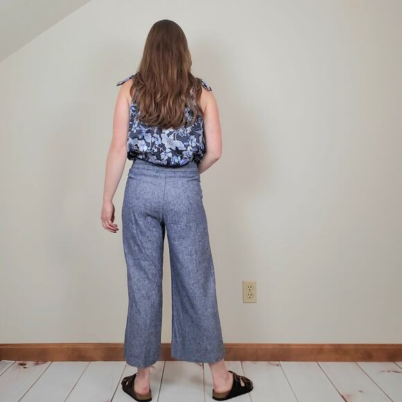 Old Navy Linen Blend Trousers Blue Medium - Picture 3 of 8